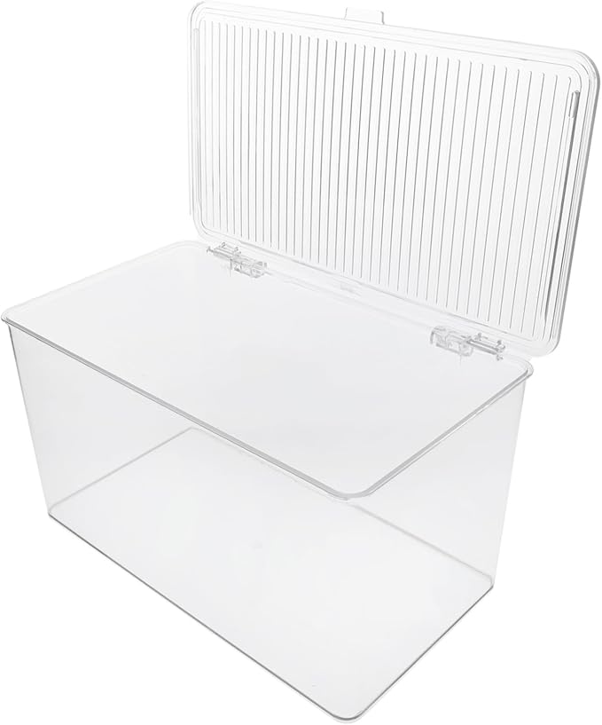 Pet Storage Box with Lid Elevated Dustproof Organizer for Books Files Cosmetics Desktop Supplies Multipurpose File Bin for Home and Office Shelving