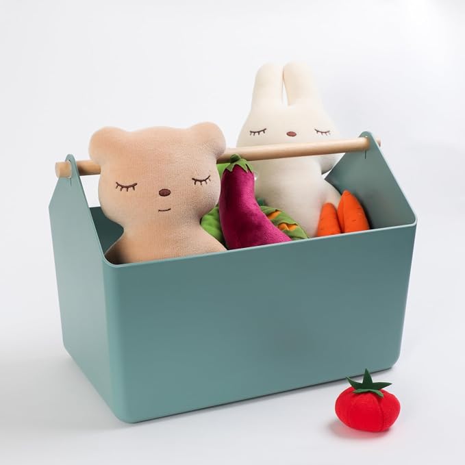 BLUE GINKGO Storage Basket, Large 10.5L, Green, Made in Korea | Portable. Spacious Storage Bin. Everyday Organization.