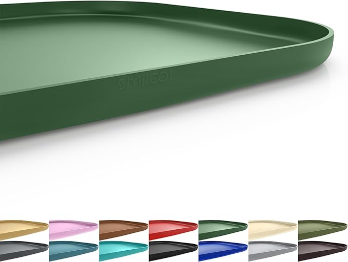 SMILOOL Silicone Pet Feeding Mat with Raised Edge for Food and Water, Dog Bowl Mats, Cat Bowls Placemat with High Lip for Floor Waterproof, Rubber Tray for Cats and Dogs 24 x 16 x0.8 Dark Olive