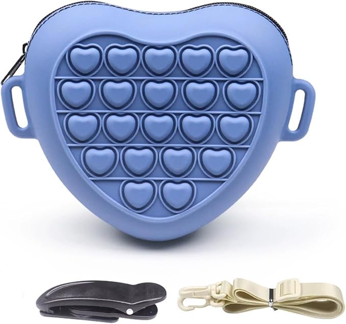 Silicone Dog Treat Pouch with Shoulder Strap and Waist Clip, Zipper Closure Closure to Avoid Spilling, Treat Pouches for Pet Training (Blue)