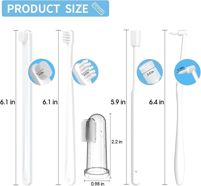 Small Dog Toothbrush Kit,Puppy Tooth Brushing Kit, Suitable for All Puppy and Samll Dogs Dental Care. White, Soft Bristles, Meet All Cleaning Needs, Multi-Functional Dental Cleaning.