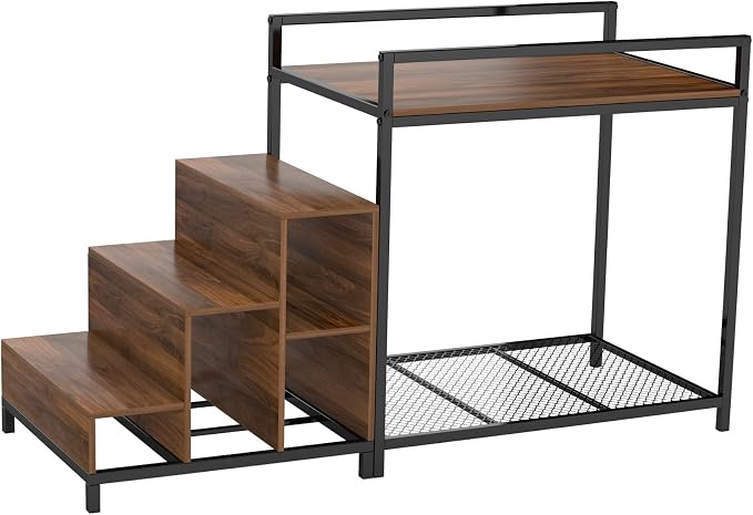 GDLF Dog Window Perch, Dog Bunk Bed with Stairs & Storage Platform | Multi-Level Platform with Foam Cushion, Non-Slip Steps and Storage Space, Designed for Small Dogs to Relax Near Windows