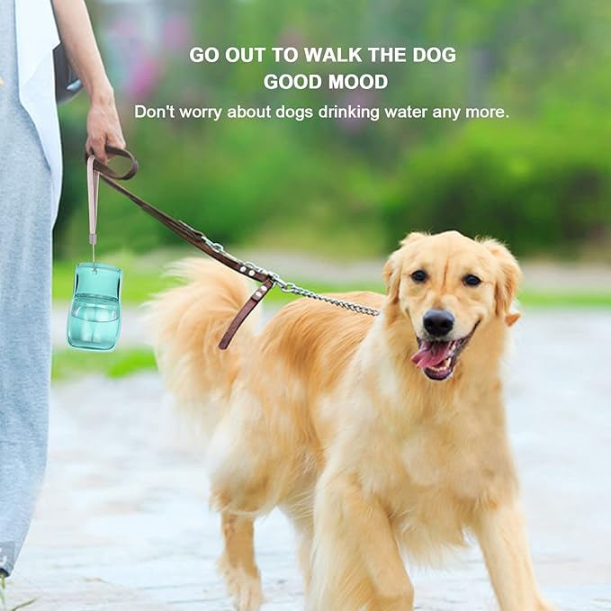 Foldable Dog Water Bottle, 2in1 Portable Leak Proof Puppy Drinking Bottle Dispenser for Puppy Small Medium Large Dogs, Dishwasher Safe Pet Accessories for Outdoor Traveling (Blue,12oz)