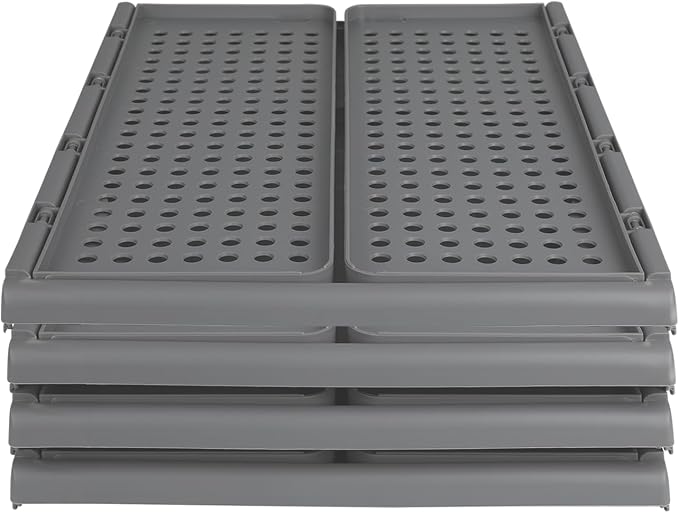 This Foldable & Stackable Clothing 10-Tier Drawer Shelf for Bedroom Kitchen Living Room Bathroom Office - Grey (H-18cm) - Versatile Storage Solution