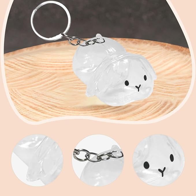 Colaxi Pet Bottle Keyring Rabbit Shaped Keepsake Portable Cute Transparent Pet Hair Holder Bag Charm