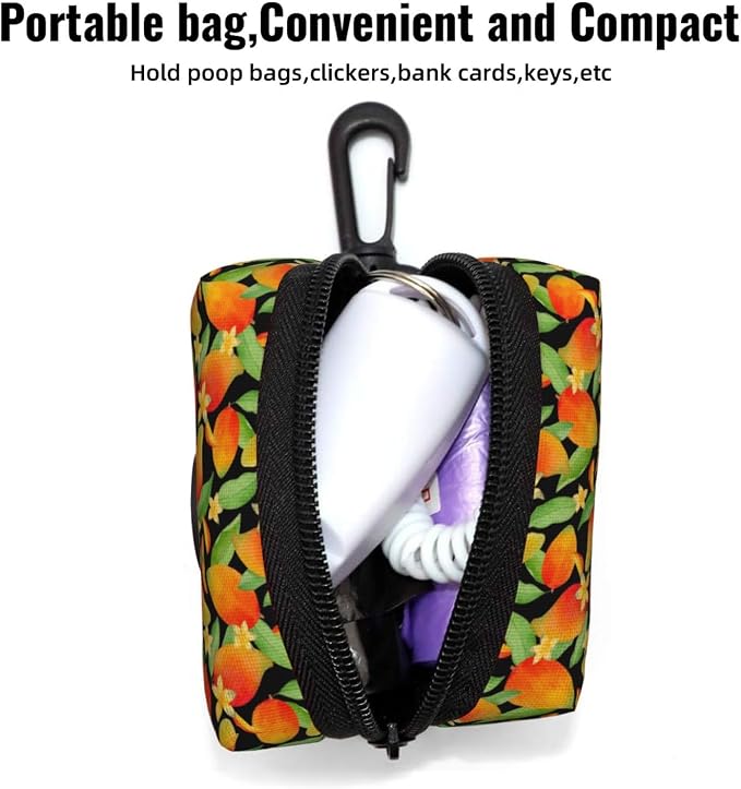 Mango Flower Pet Waste Bag Dispenser 0.2L | Portable Dog Poop Holder Waste Bag With Zipper Park Doggy Walking Accessory