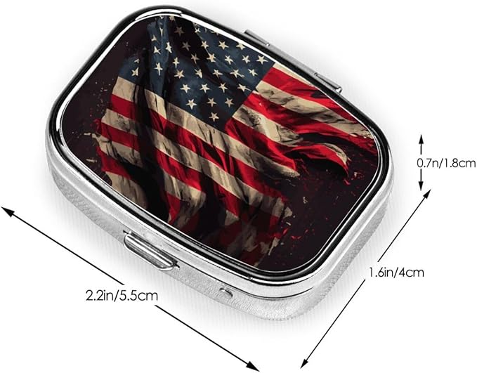 Travel Pill Organizer Portable Pill Case 2 Compartments American Flag Art Small Pill Box Mini Daily Medicine Organizer Box