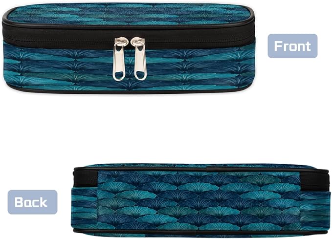 Cute Pencil Case for Girls Boys, Teal Blues Shells Portable Pencil Bags Pouch Pen Case Organizer with Zipper for School College Office