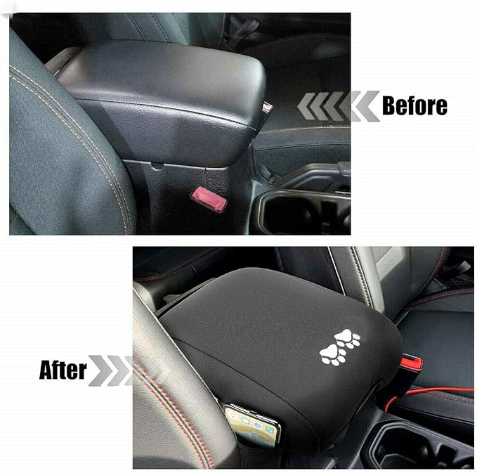Center Console Cover for Jeep Wrangler JK JKU Sahara Armrest Pad Storage Organizer Interior Accessories Dog Protector Get Away from Pet Claws Sticky Fingers, Scratch Marks, Holes