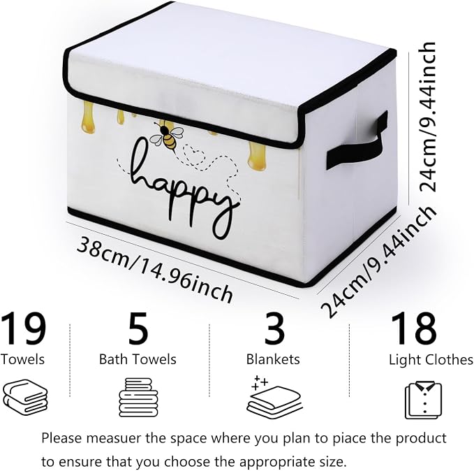 Stackable Storage Bins with Lids,Closet Organizers Fabric Box for Home and Office,Blanket Clothes Organizers,Under Bed Storage Containers 3 Pack