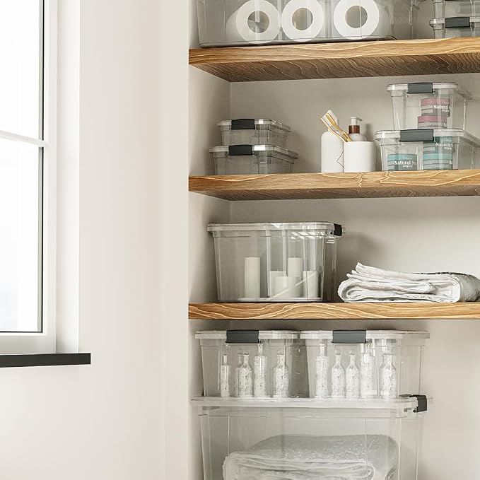 Superio 21 Quart Clear Plastic Storage Boxes with Lids, Stackable Organizer Containers, BPA-Free Storage Bins for Home, Office, School & Dorm, 10 Pack
