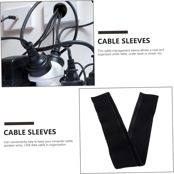 TEHAUX Flexible Cable Management Sleeve for Organizing Cords Protective Cover for Use Prevents Tangling and Fraying for Under Desk and Entertainment Systems