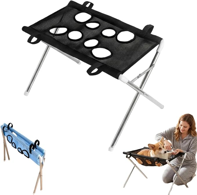 Dog Hammock for Grooming, Portable Pet Bathing Hammock(Black) | Hanging Harness with Eight Holes, Breathable Mesh,Suitable for Small Dogs and Cats Washing Picking Ears Nail Clipping Home