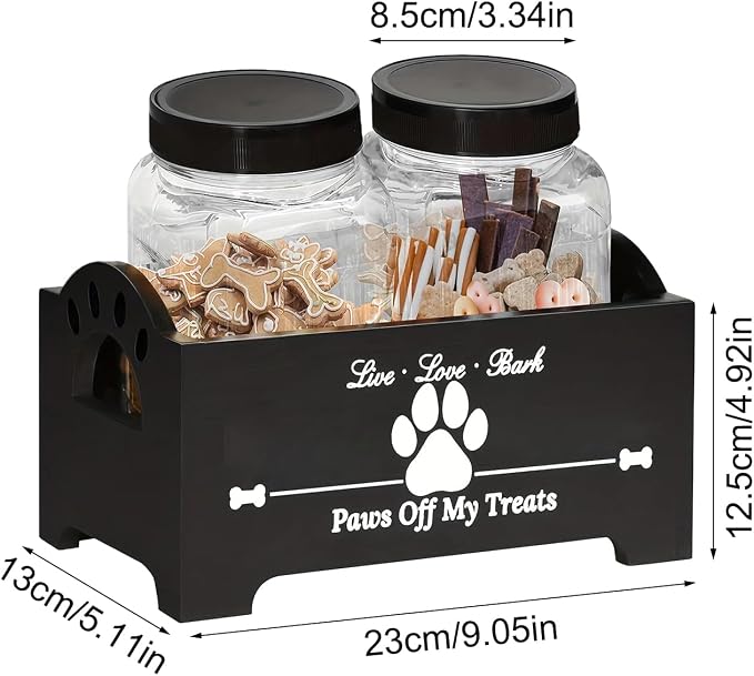 Dog Treat Container - Wooden Puppy Cookie Holder, Wooden Pet Food Holder Organizer | Multifunctional Airtight Dog Food Storage Container, Cat Cookie Jar, Dog Stuff Organizer For Dog, Cat PET OWNERrr