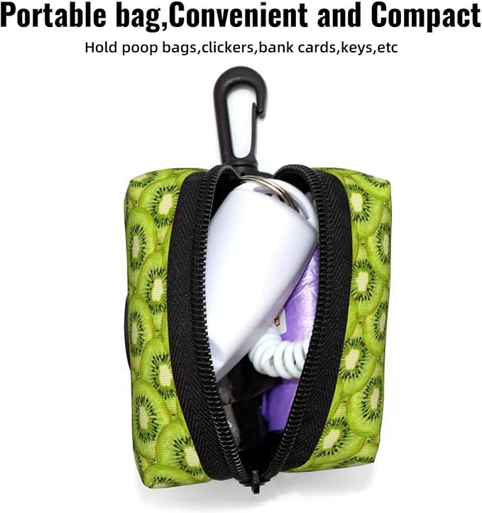 Kiwi Slices Pet Waste Bag Dispenser 0.2L | Portable Dog Poop Holder Waste Bag With Zipper Park Doggy Walking Accessory