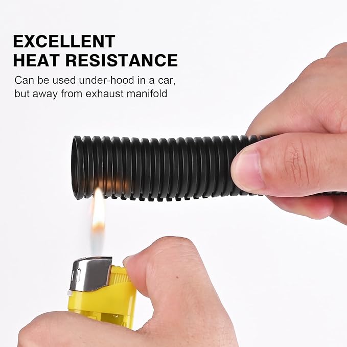 10FT - 3/4 Inch Split Wire Loom with Installation Tool - Black | Easy to Install, Flame-Retardant, Abrasion-Resistant Wire Cover for Automotive, Home & Office
