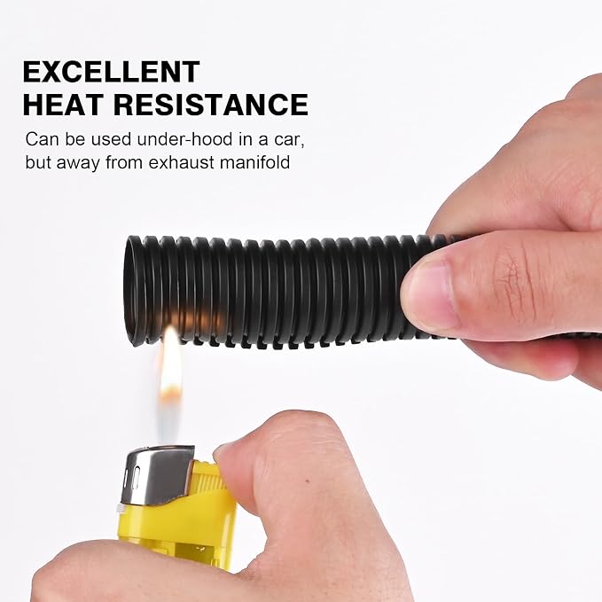 25FT - 1 Inch Split Wire Loom with Installation Tool - Black | Easy to Install, Flame-Retardant, Abrasion-Resistant Wire Cover for Automotive, Home & Office