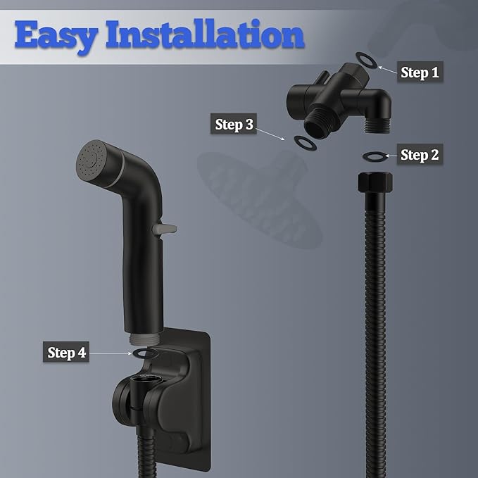 Dog Shower Attachment Metal, YDmeet Pet Shower Attachment for Fast and Clean Pet Bathing and Dog Washing, 83 Inch Hose and Shower Holder, Brass 3-Way Diverter, Adjustable Pet Shower Sprayer, Black