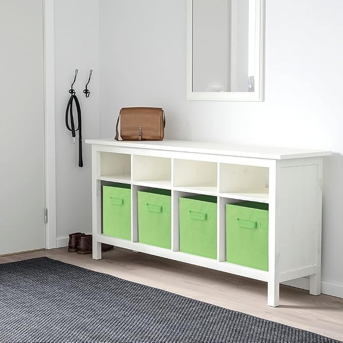 PowerKing Collapsible Storage Cubes, Farbic Storage Bins, Green, 2 Pack | Sturdy, Lightweight, Easy Pull Handle, Closet & Shelf Organizer, Clothes and Toys Storage, 10.5'' x 11'' x 10.5''