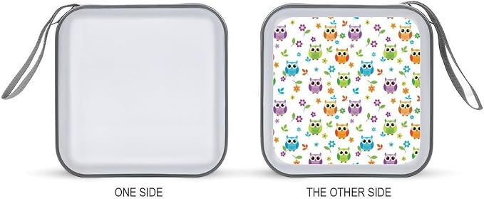 Hard Plastic Protective CD Case Floral Owl, 40-Disc Capacity Storage Binder with Zipper, Portable Organizer for Home Office