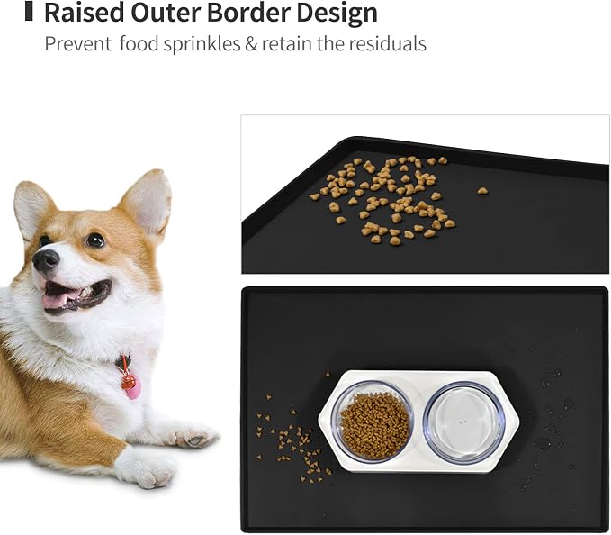 Silicone Dog Food Mat Waterproof Pet Feeding Tray for Medium and Large Dogs