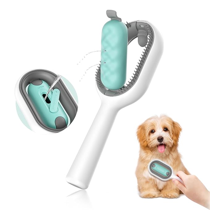 Petgravity Cat Brush with Water Tank Pet Hair Removal Comb Slicker Brushes for Dogs Cats Grooming Tool Removes Loose Undercoat Mats Tangled Hair Brush for Pet Massage (LongHaired Blue)