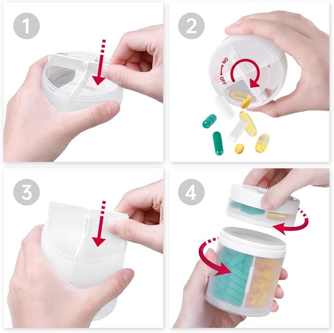 KIGI Extra Large Supplement Organizer and Portable Pill Case with 8 Compartments Double Layers Medicine Dispenser Monthly Vitamins Organizers Pill Bottle,Transparent