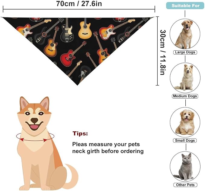 Lightweight Adjustable Pet Scarves Guitars for Dogs and Cats Picnic, Camping, Beach Outings, Going Out, Casual Daily Use