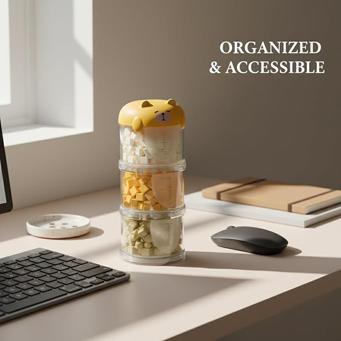 3-Tier Vertical Storage Container, Compact Yellow PP Plastic Organizer for Pet Food & Small Items, Portable Travel Dispenser