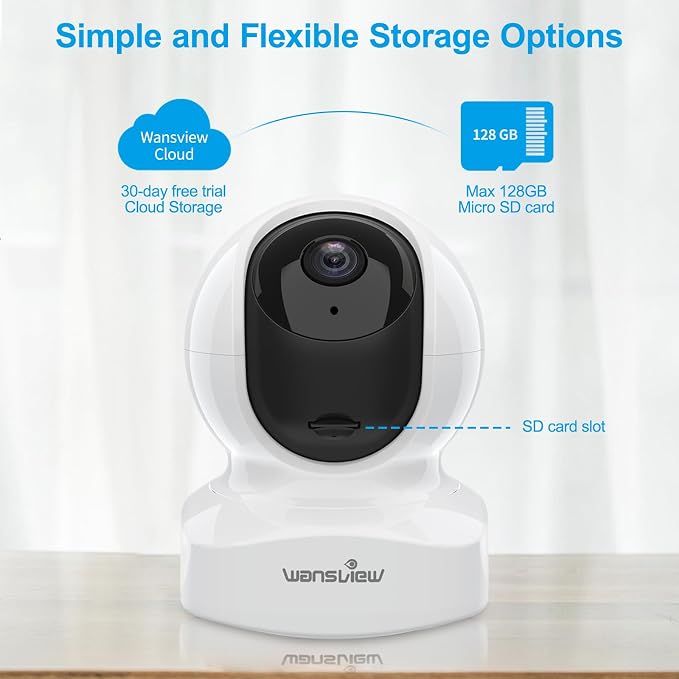 wansview Home Security Camera, Baby Camera 2.4G WiFi Only, Q5 3MP White