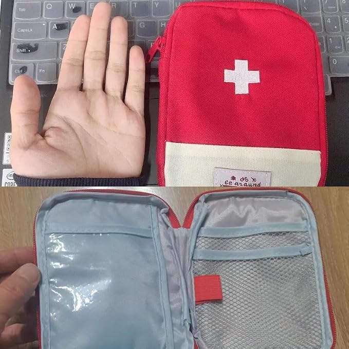 2 Pack Empty First Aid Kit Bag Mini First Aid Pouch Portable First Aid Bags Travel Medicine Pouches for Medical Kit Emergency Pill Organizer Box Outdoor Home Office Car Boat Camping Hiking