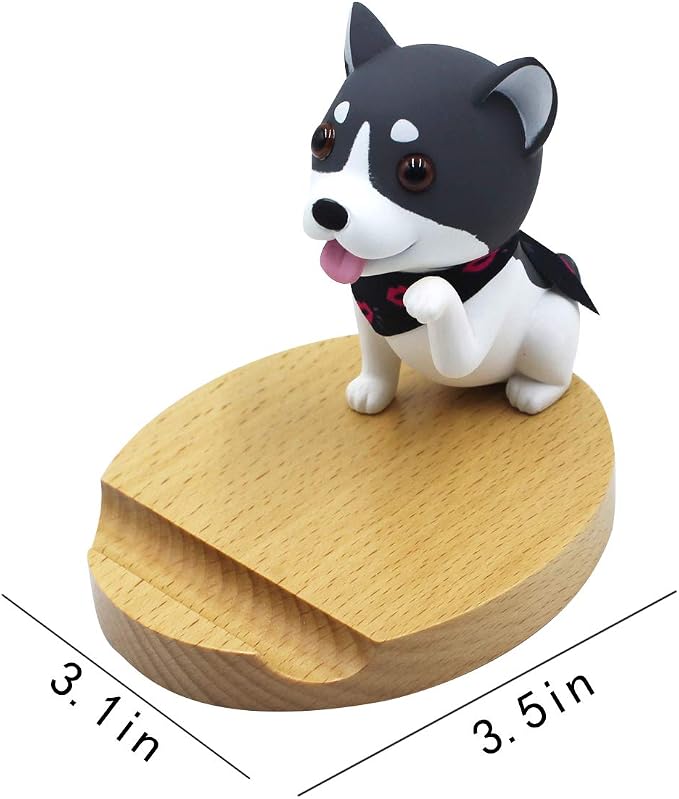 Cute Dog Cell Phone Holder Stand Wooden Smartphone Desk Holder for Mobile Phones Animal Phone Stand Desk Ornament