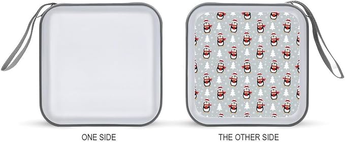 Portable 40 Capacity CD Case Christmas Penguins DVD Wallet Storage Binder | Movie Music Game Disc Collection Organizer Bag, Christmas Penguins, Hand Strap, Zipper Closure