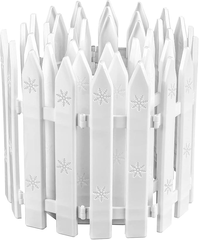 URATOT 30 Pieces Christmas Tree Thick White Plastic Picket Fence Christmas Tree Fence for Pets Kids Holiday Party Garden Home Fences Decoration, 12 Inches