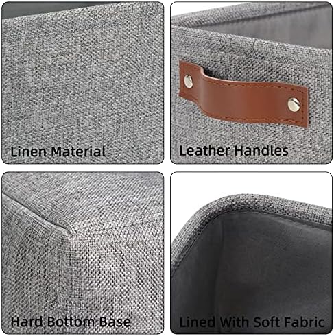 DULLEMELO Fabric Storage Basket for Shelves/Closets, Collapsible Rectangle Basket for Organizing Clothes, Toys, Towels, Books, Laundry, Nursery, Dog Toy Basket Empty (Gray)