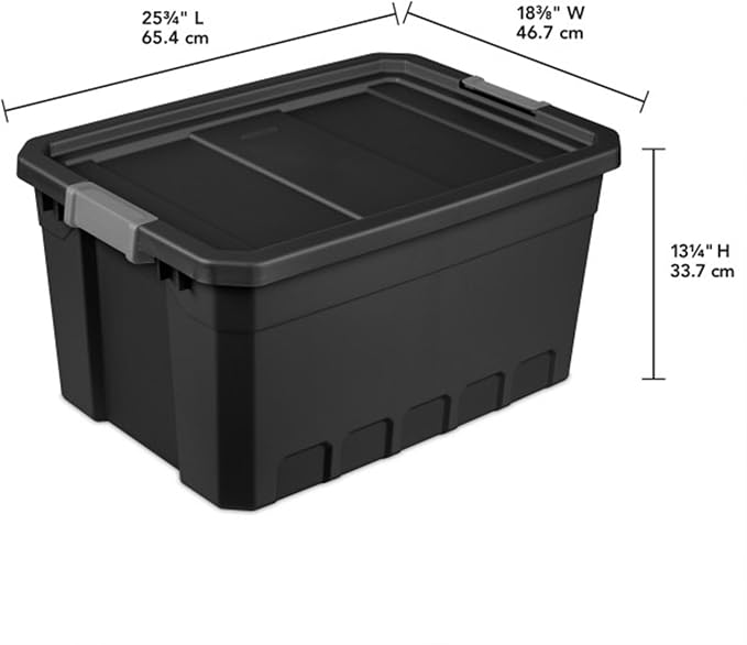 Sterilite Stacker Tote with Latching Lids for Garage, 19 Gallon, 24-Pack | Heavy-Duty and Stackable Plastic Boxes and Containers for Home, Desk, Cabinet, Dorm, Basement, or Utility Organization