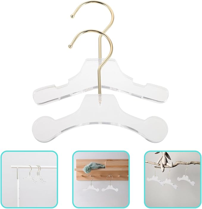 2pcs Acrylic Pet Clothes Hangers for Puppy and Dog, Mini Sturdy Garment Rack, Handy Organizer for Hanging and Storing Pet Clothes, Not Easy to Deform