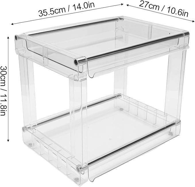 Desktop Storage Rack, Versatile Tea Bag Organizer for Coffee Bar and Makeup, High Capacity PET Cosmetic Stationery Holder with AntiSlip Pads for Kitchen and Office, Space Saving (Transparent)