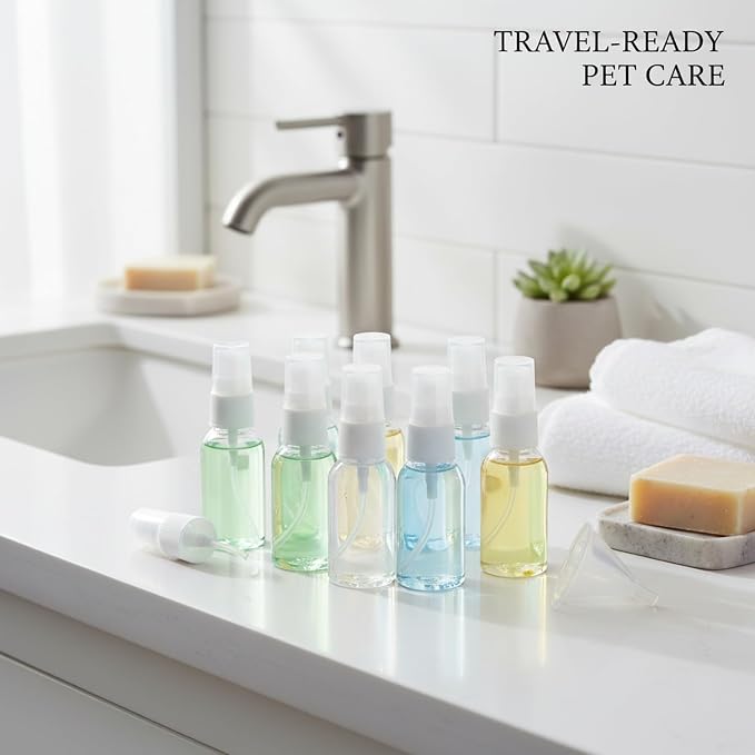 10-Pack Clear Mini Spray Bottles, 0.85 oz PET Plastic Travel Misters with Funnel for Toiletries and Household Use