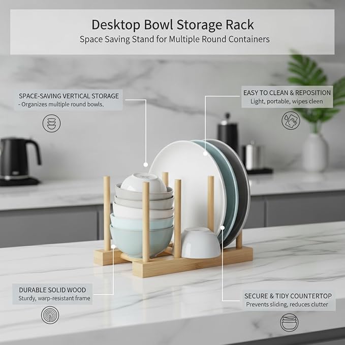 Organize Round Pet Bowls Vertically with This Compact Desktop Storage Rack, Multicolor PET Stand for Feeding Areas