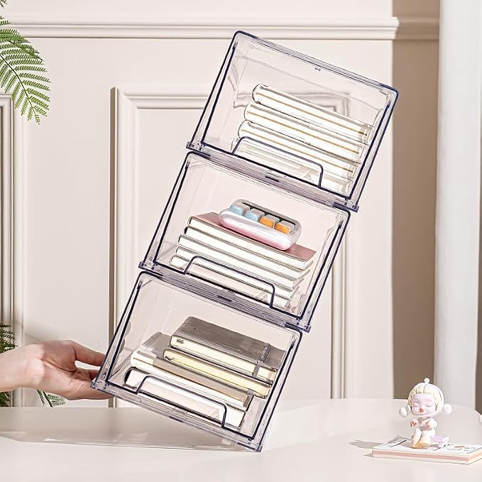 clear Drawer-Type Plastic Storage Box Bins Organizer，Family First Aid Kits Medicine cabinet Box Organizer,Closet ，Shelf，Ointments, Adhesive Bandages，Cosmetics,Office Items (clear, 2L Extra Large)