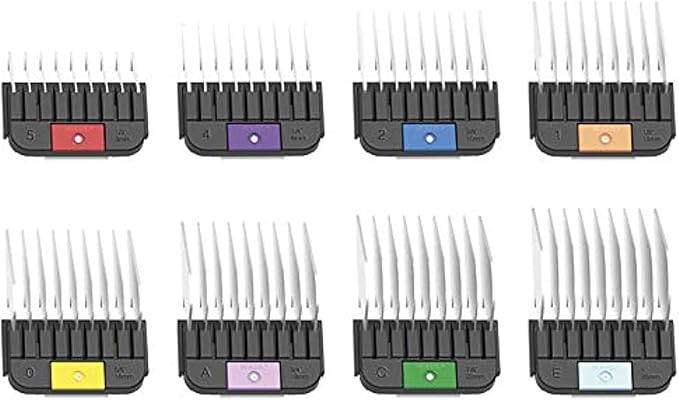 Wahl Pro Animal Stainless Steel Attachment Combs - 8 Cutting Lengths - Color-Coded Dog & Cat Clipper Guides - Animal Grooming Essentials - Snag-Free Cutting - Multicolor 2