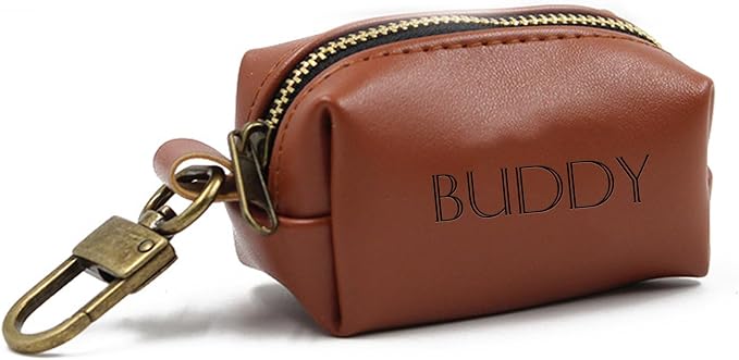 Dog Poop Bag Holder For Leash, Brown | Custom Leather, Outdoor Dispenser, Garbage Bag Organizer, Easy Access