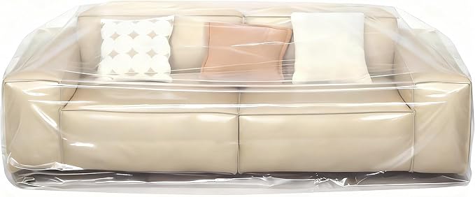 Magicheap Extra Thick 4mil Plastic Couch Cover, 84"H x 43"W x 84"D, Clear | Dust-Proof Sofa Cover for Sectional Couch Loveseat Furniture,Waterproof,Furniture Moving Bags for Moving Storage