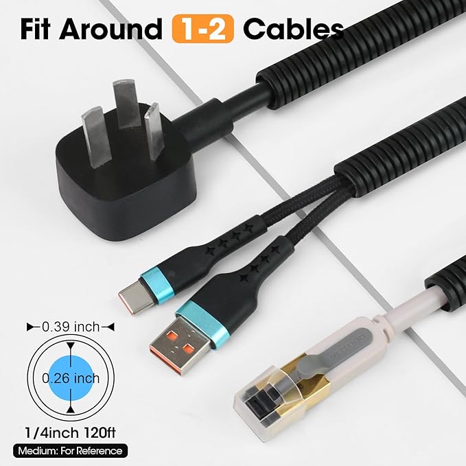 120 FT Wire Loom 1/4 Inch, Split Wire Loom Tubing Conduit, Wire Protector Tubing, Black