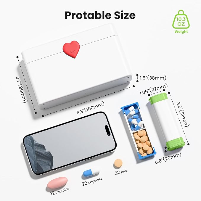 Daviky Weekly Pill Organizer 2 Times a Day, 7 Day AM PM Travel Pill Box | 14 compartments for 7-day AM PM use, compact and travel-friendly, with clear labels and secure storage for pills and vitamins