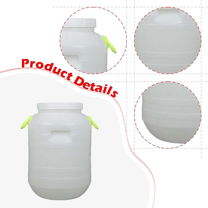 Pp Bucket with Lid Food Storage Container for Pantry Supplies Storage Bin for Pet Food Kitchen Indoor Outdoor, 25 L Round S Opening