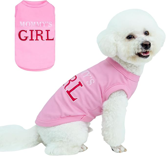 BINGPET Mommy's Girl Dog Shirts,Soft Cotton Puppy Tshirt,Breathable Lightweight Dog Costumes Tank Top Vest,Machine Washable Stretchy Clothes for Small Medium Large Dogs Boy Girl (M)