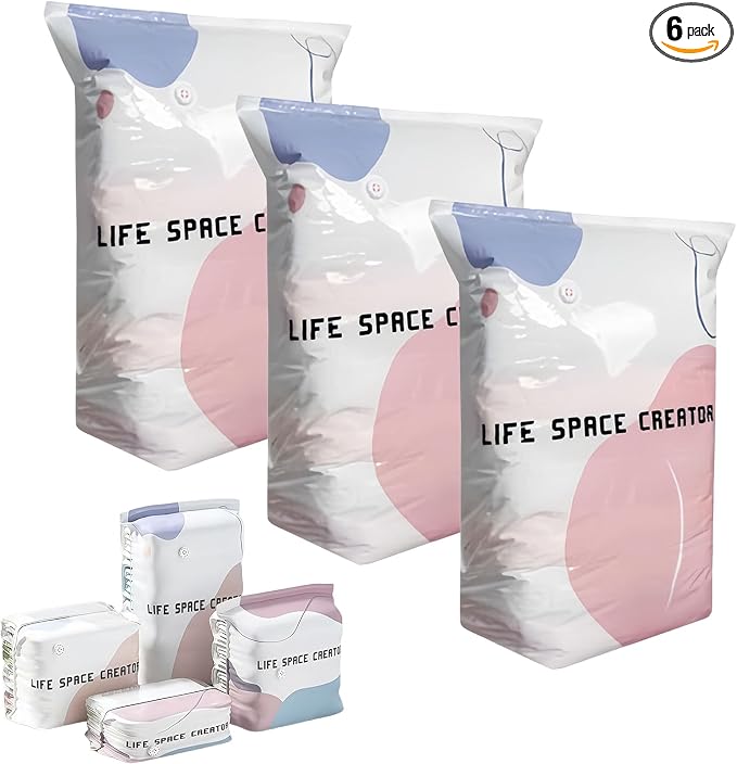 No Pump Vacuum Storage Bags, Large Capacity 3D Compression Storage Bags, Press & Seal Space Saver Bags for Clothes, Comforters, Blankets, Bedding, Travel and Home Organization (XL*3)