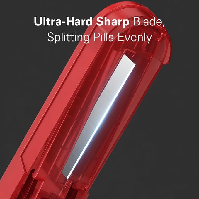 ONE PIX Pill Cutter Splitter for Small and Tiny Pills, Multiple Pill Splitter with Centering Device & Hidden Blade, Adjustable Tablet Cutter for Large Pills, Seniors, Pets, Red